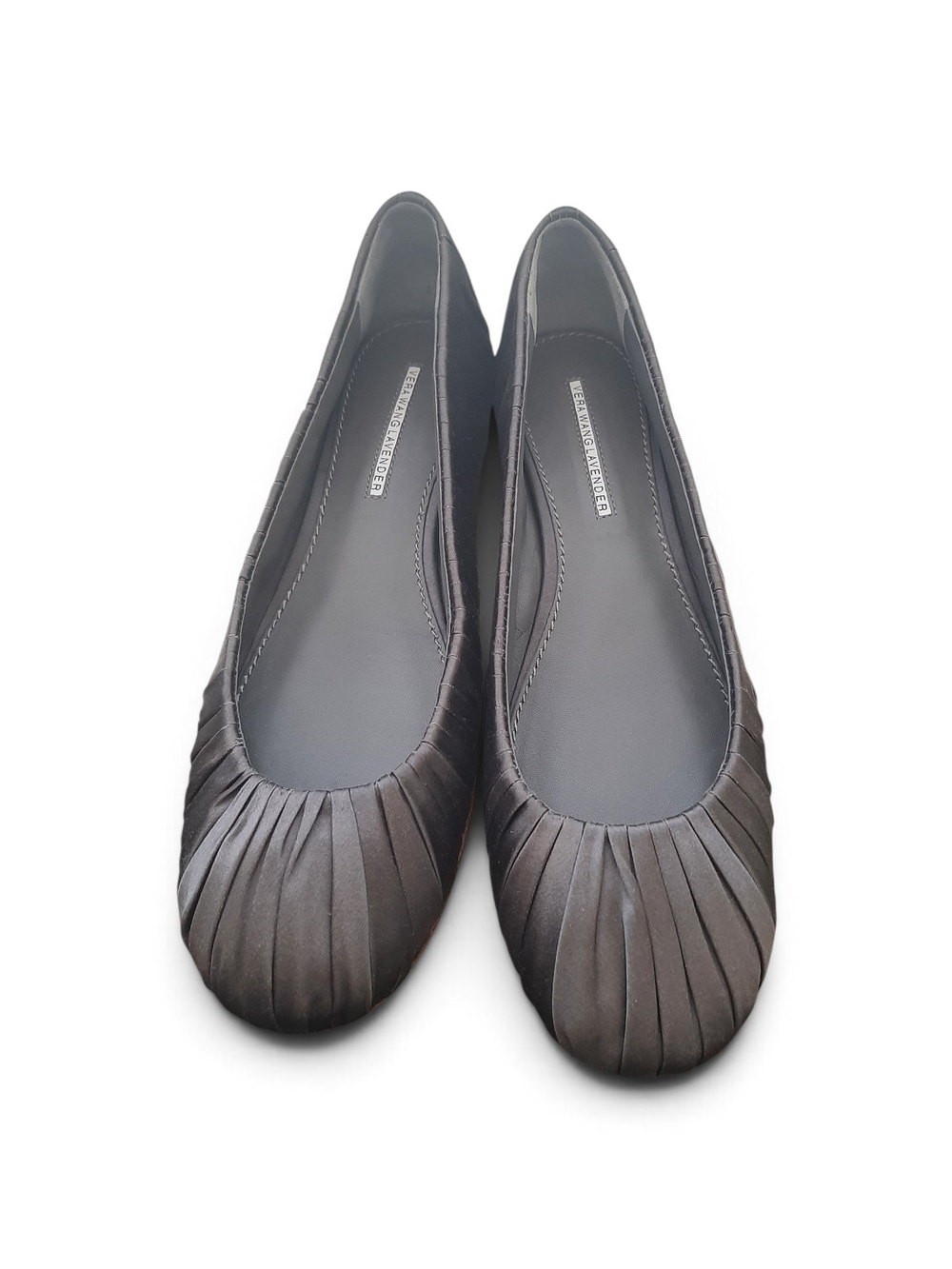 Vera Wang Lavender Label Pleated Round-Toe Flats - Dark Brown